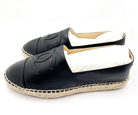 chanel espadrilles black leather|chanel espadrilles size chart.